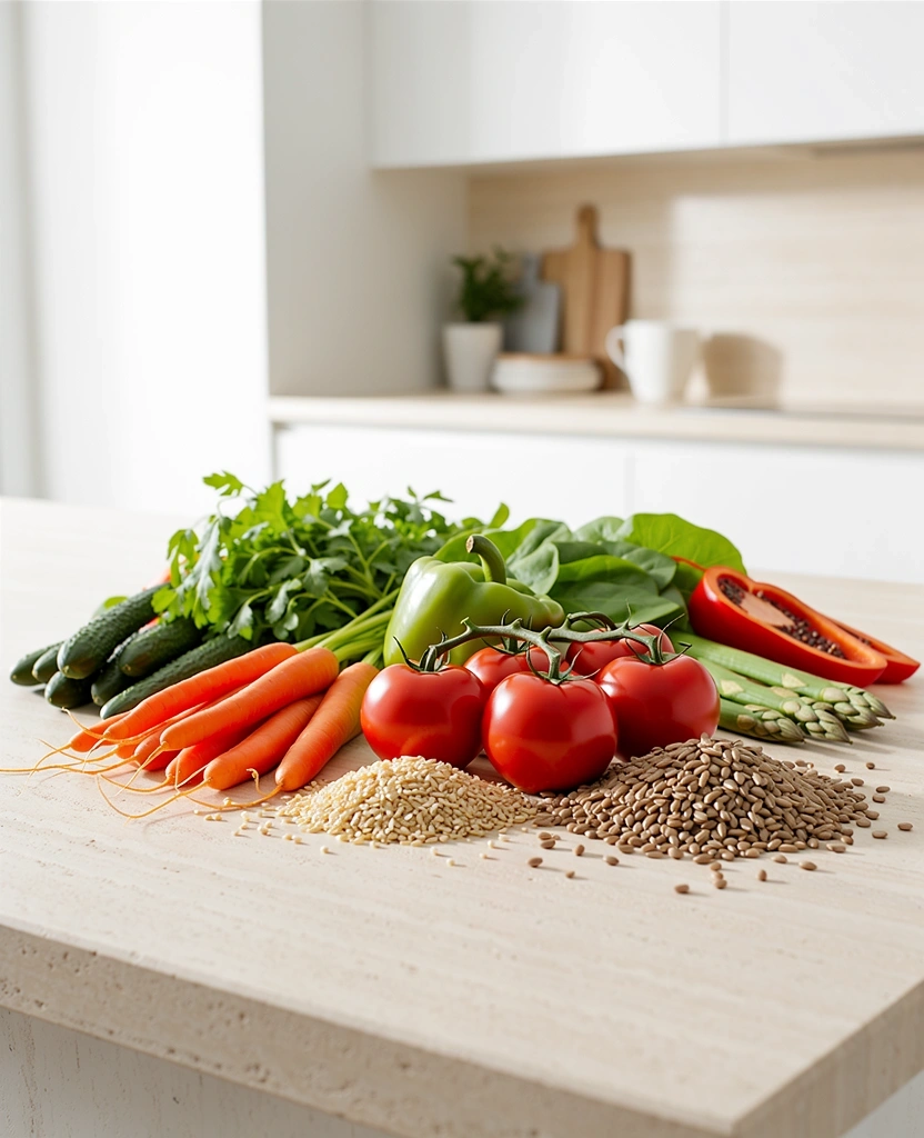 Frische gesunde Zutaten für eine ausgewogene Ernährung